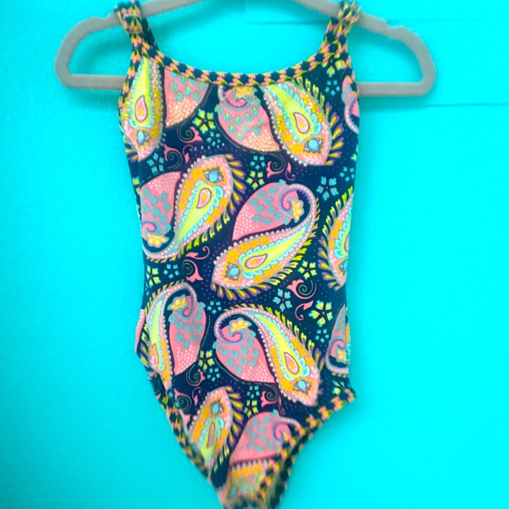 OndadeMar Girls Bedazzled Mixed Print One-Piece Bathing Suit - Size 2T